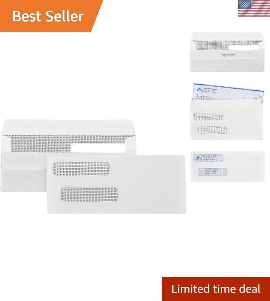 500 Count Double Window Check Envelopes with Security Tint - Quickbooks Fit