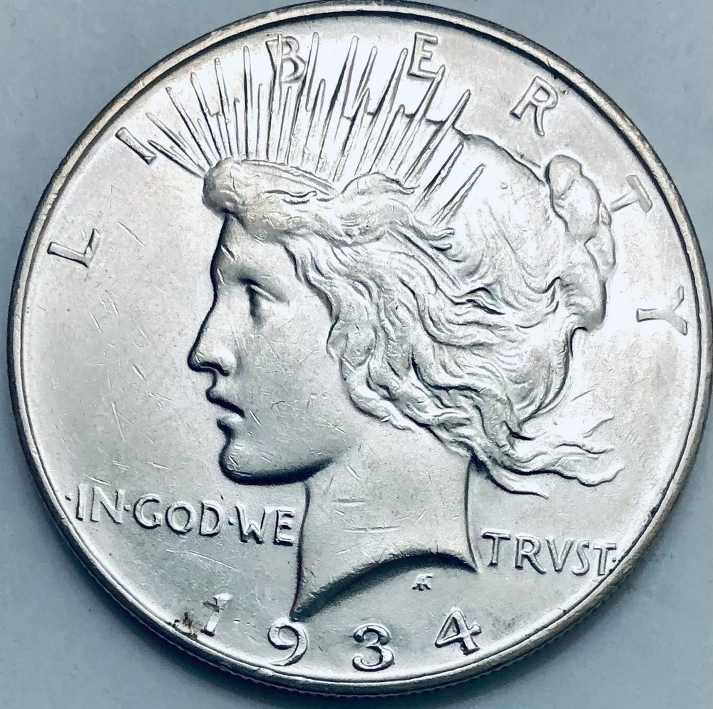 1934-D Peace Silver Dollar AU Details