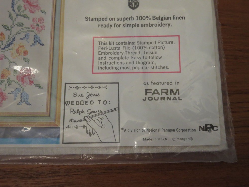 Vintage Paragon Needlecraft Wedding Sampler 0139
