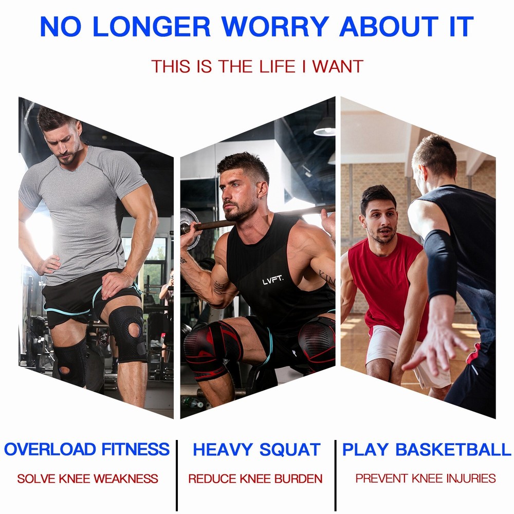 Knee Brace Hinged Compression Sleeve Joint Support Open Patella Stabilizer Wrap