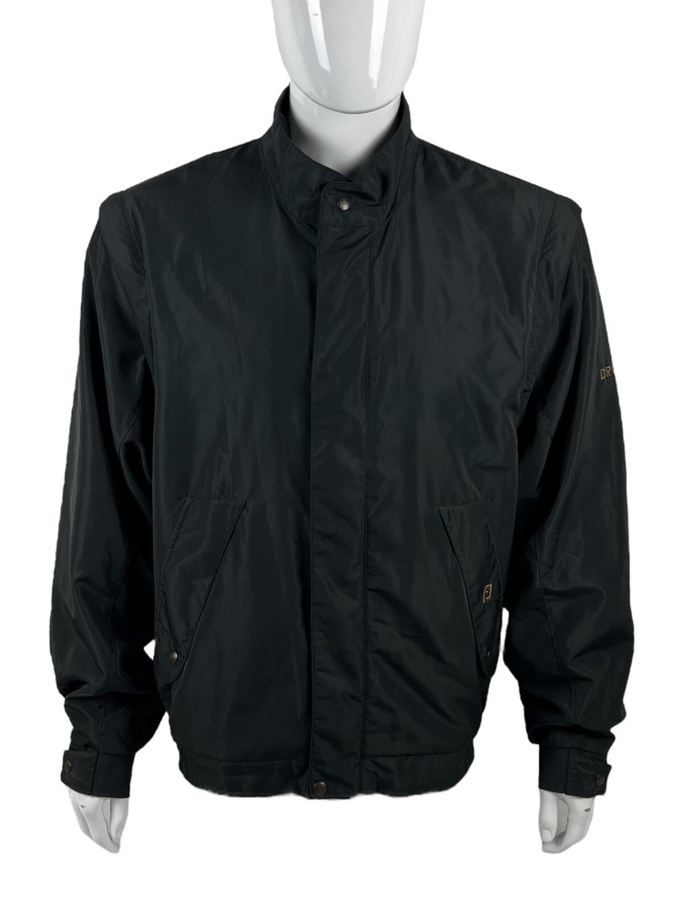 Dryjoys FootJoy Mens Large Jacket Full Zip Golf Convertible Black Polyester EUC