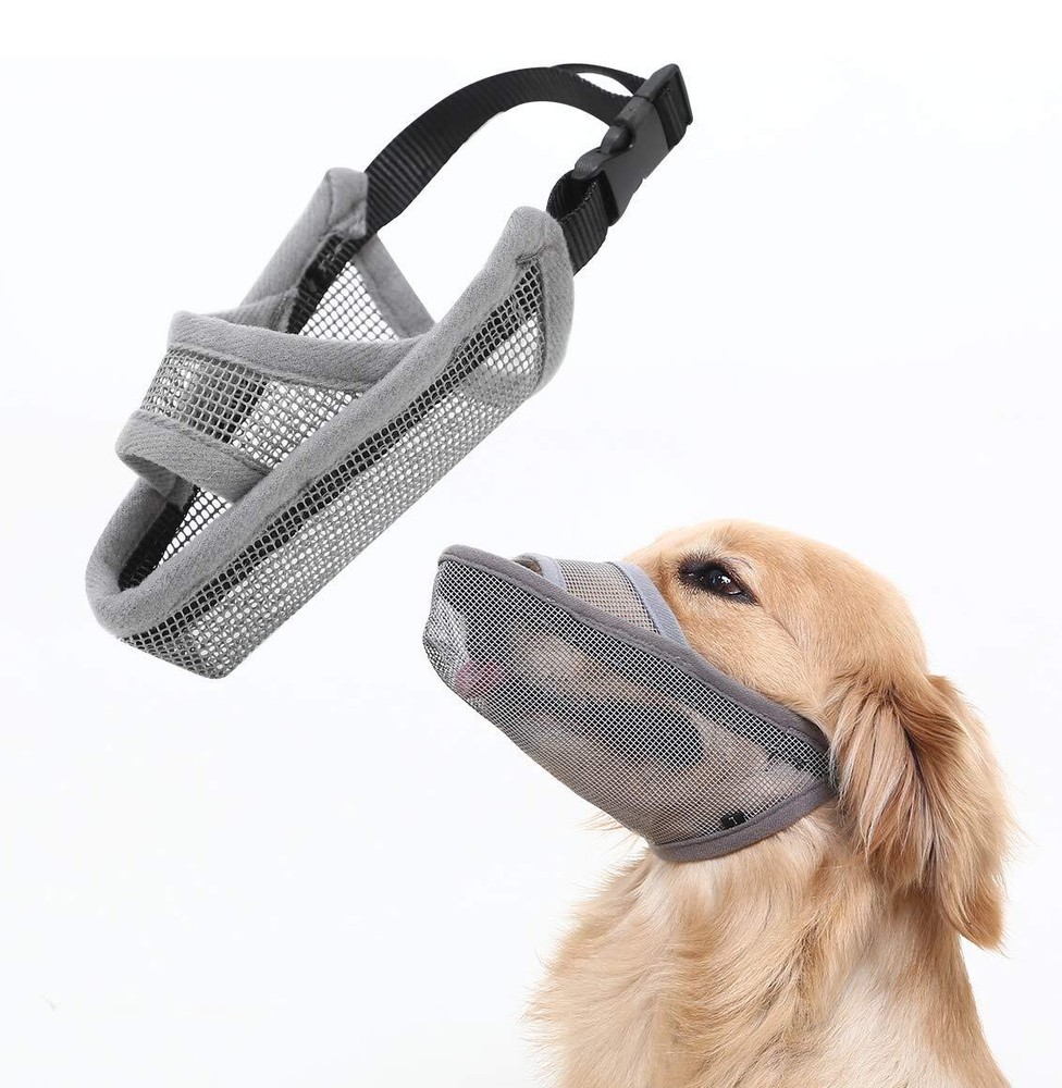 Nylon Dog Muzzle for Small Medium Large Dogs Air Mesh Breathable and Drinkabl...