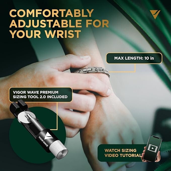 Vigor Wave® Magnetic Therapy TITANIUM Designer Bracelet for Men [OPEN BOX]