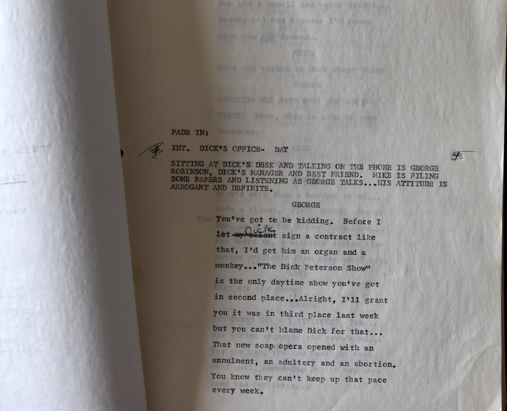 1970 " The New Dick Van Dyke Show " Original Type Written Screenplay Script