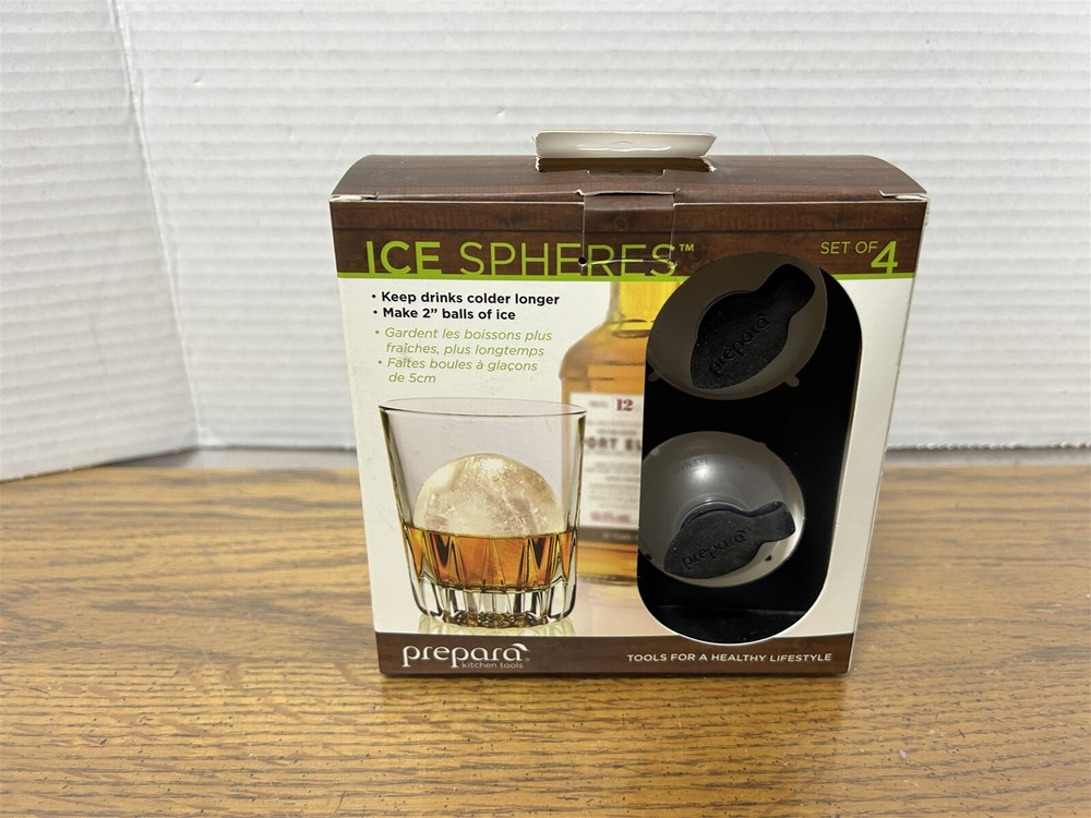 4 ICE SPHERES / ICE BALL MAKER MOLD 2" BY Prepara Kitchen Tools
