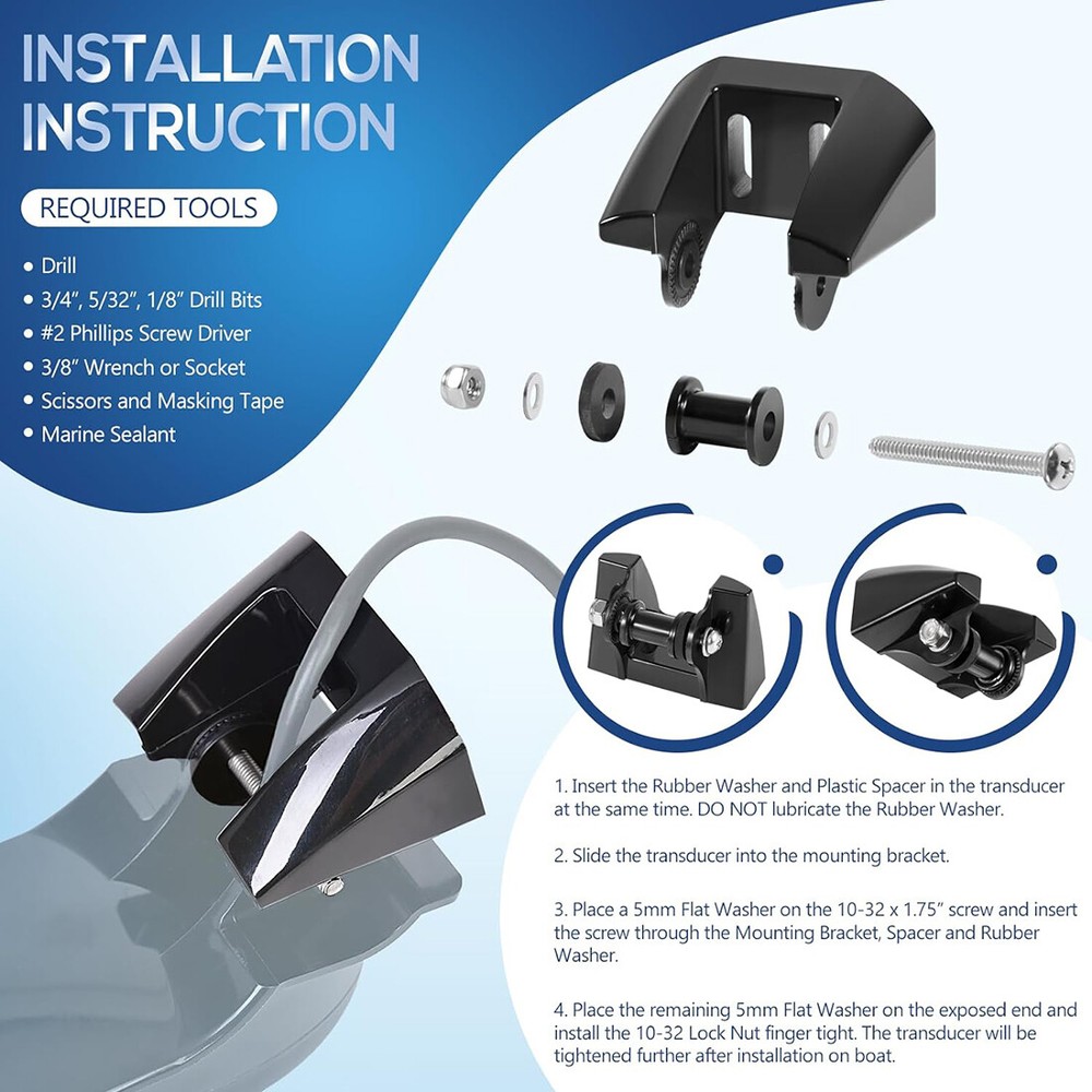 for Garmin Replacement Transom Transducer Mount Mounting Bracket 010-10272-00