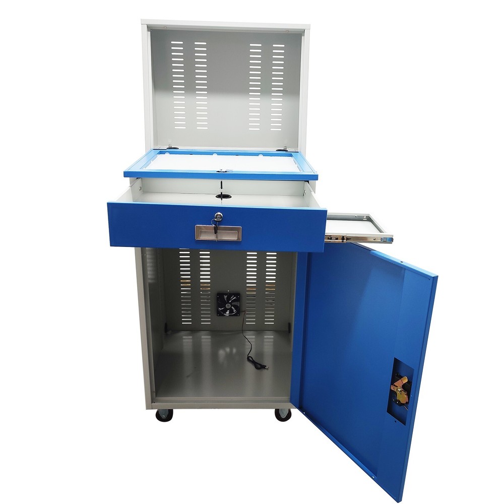 1 PC Blue Industrial Mobile Security Computer Cabinet 63 in H