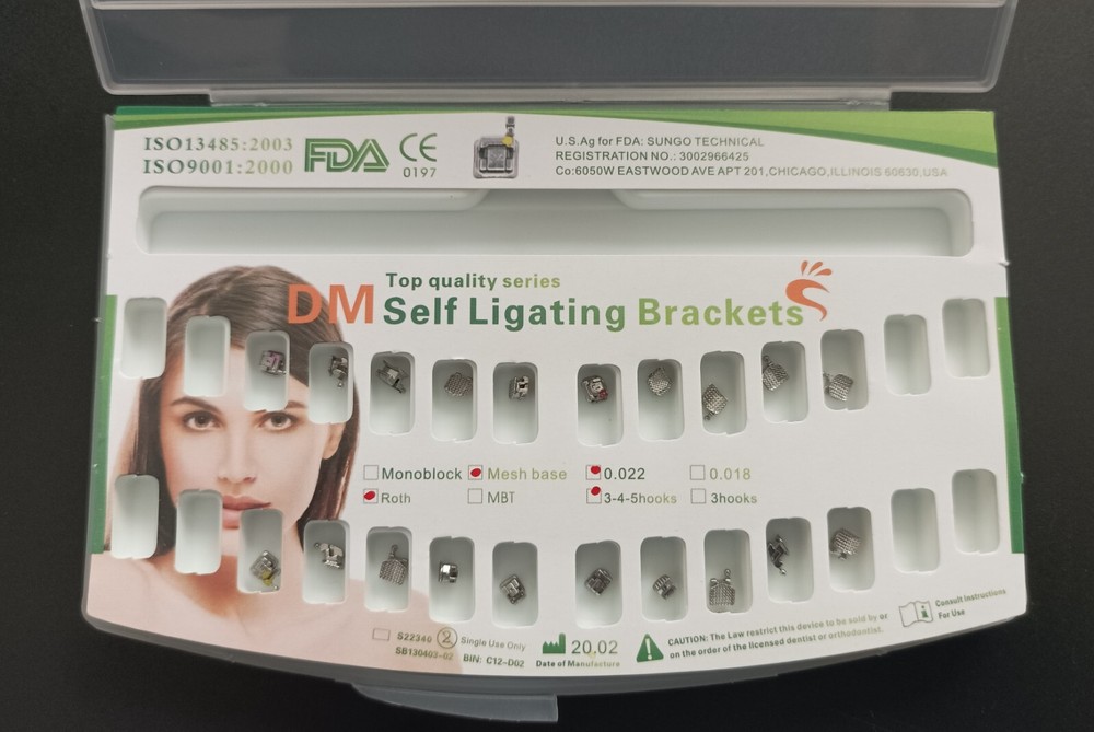 Dental Orthodontic Passive Self-Ligating Brackets Braces Mini Roth 022 345 Hooks
