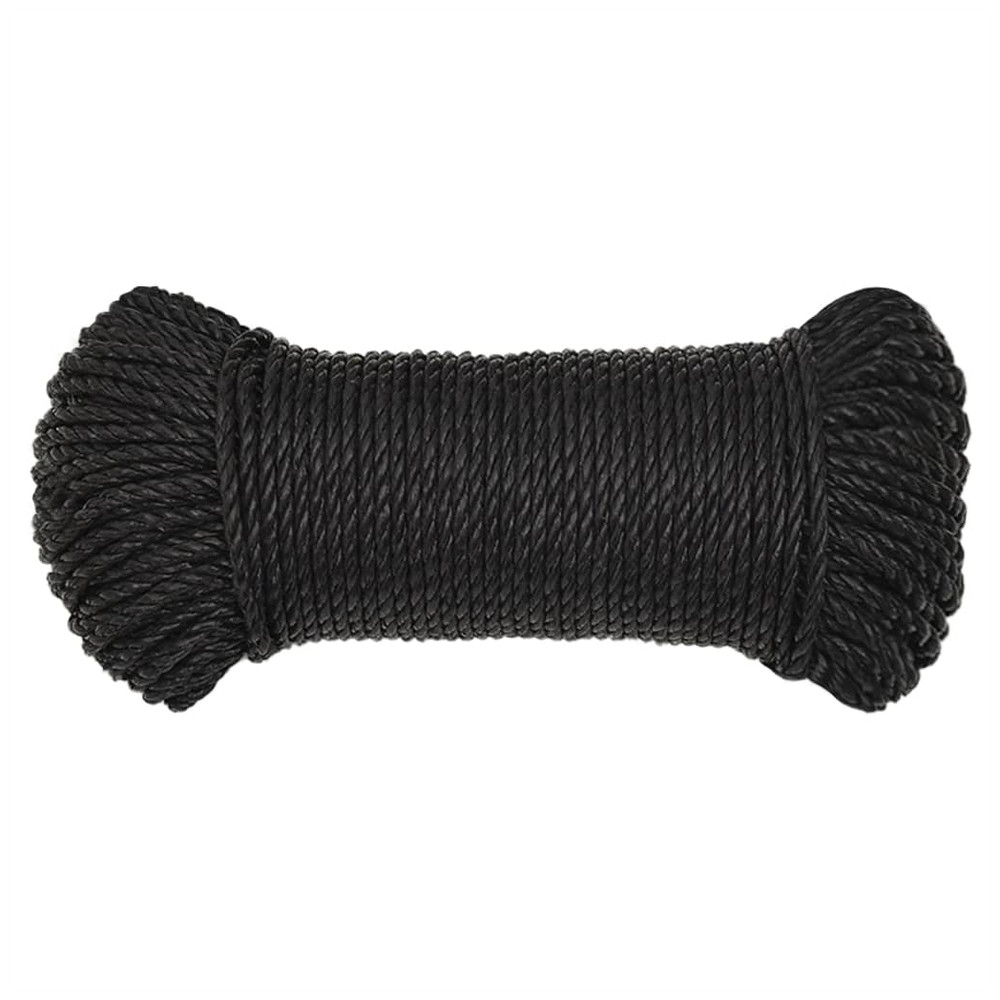 Rope Black 3mm x100m Polypropylene Twisted UV Resistant Floating Work Cord Line