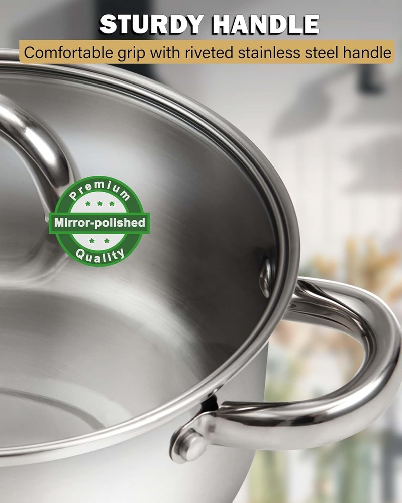Kitchen Cookware Sets 12-Piece Basic Stainless Steel Pots & Pans Silver