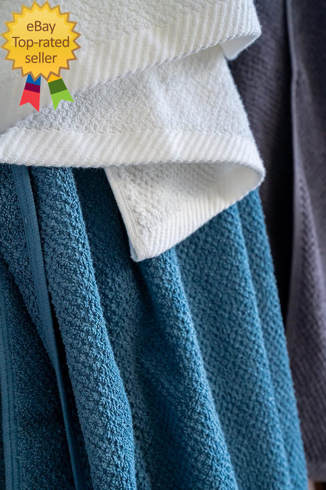 79456 Popcorn Textured Bath Towels 4 Pack Blue
