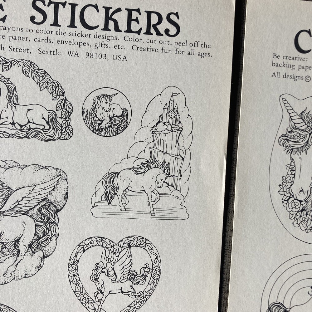 Vintage 1983 AA Graphics Creative Stickers Sheets- “Magic Horses” - Rainbow Anim