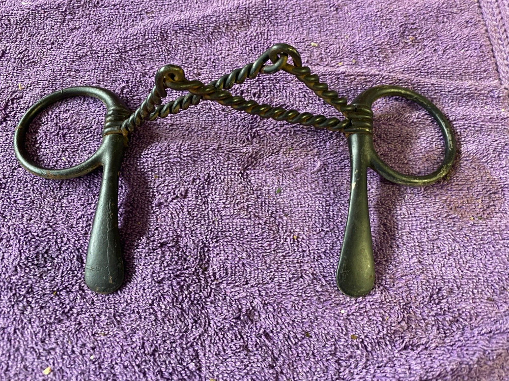 Vintage Horse Bit Never Rust Brass Double Loop Adjusting Snaffles