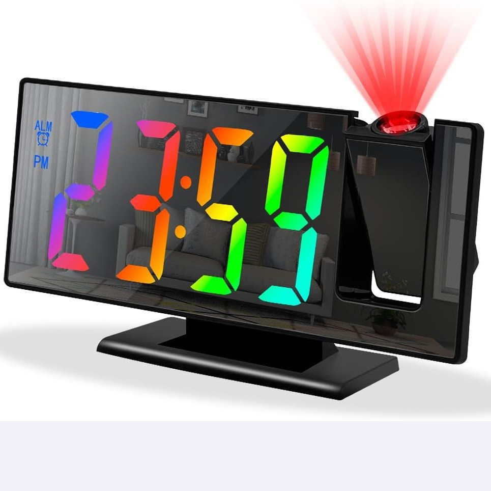 Projection Clock with Color: Stylish & Functional Time Display
