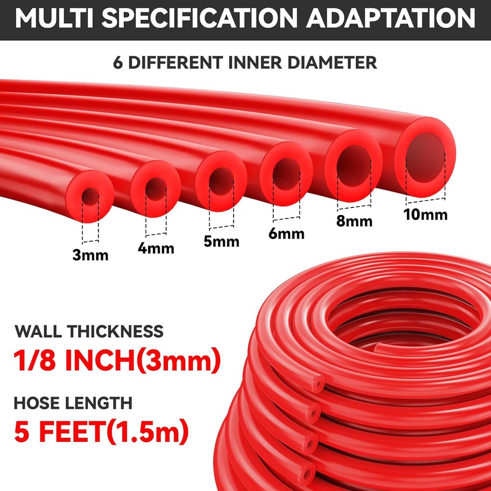 Vacuum Line Kit 6PCS 5Ft Vacuum Hose Automotive+113PCS Vacuum Line Connectors