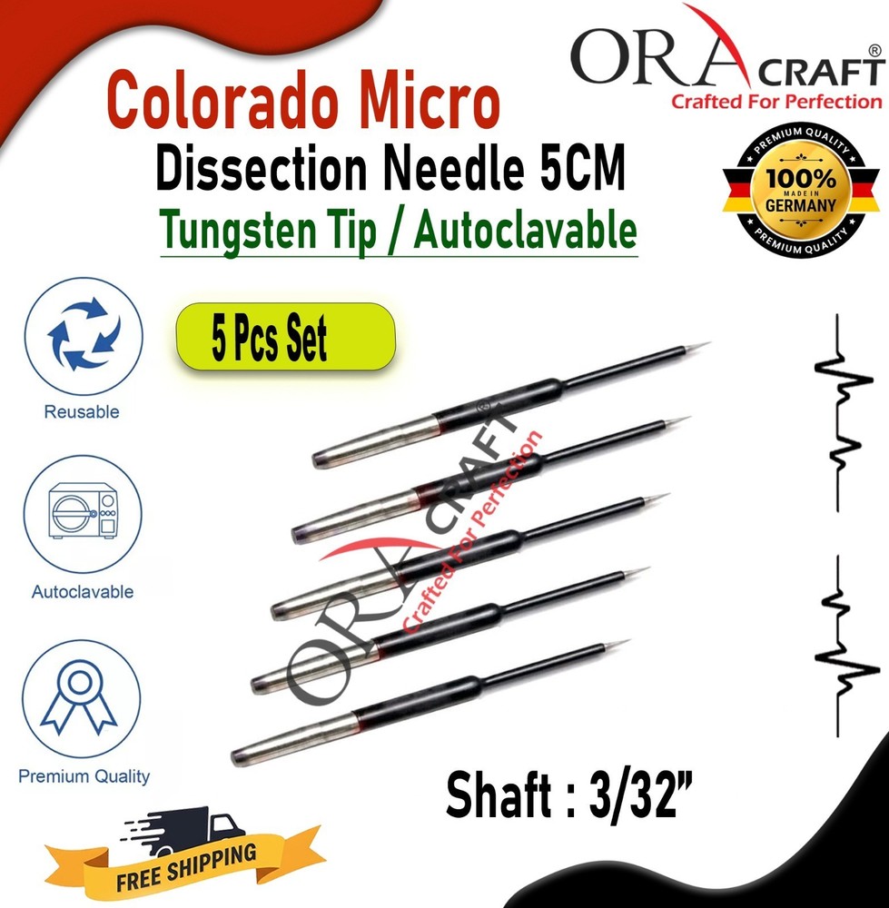 Colorado Micro Dissection Needle 5CM Tungsten Tip/Autoclavable 5 Pcs