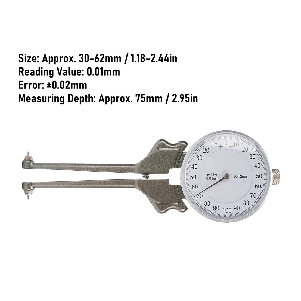 Internal Dial Caliper 30 62mm Replaceable Inside Gage Set With 8 Replacement