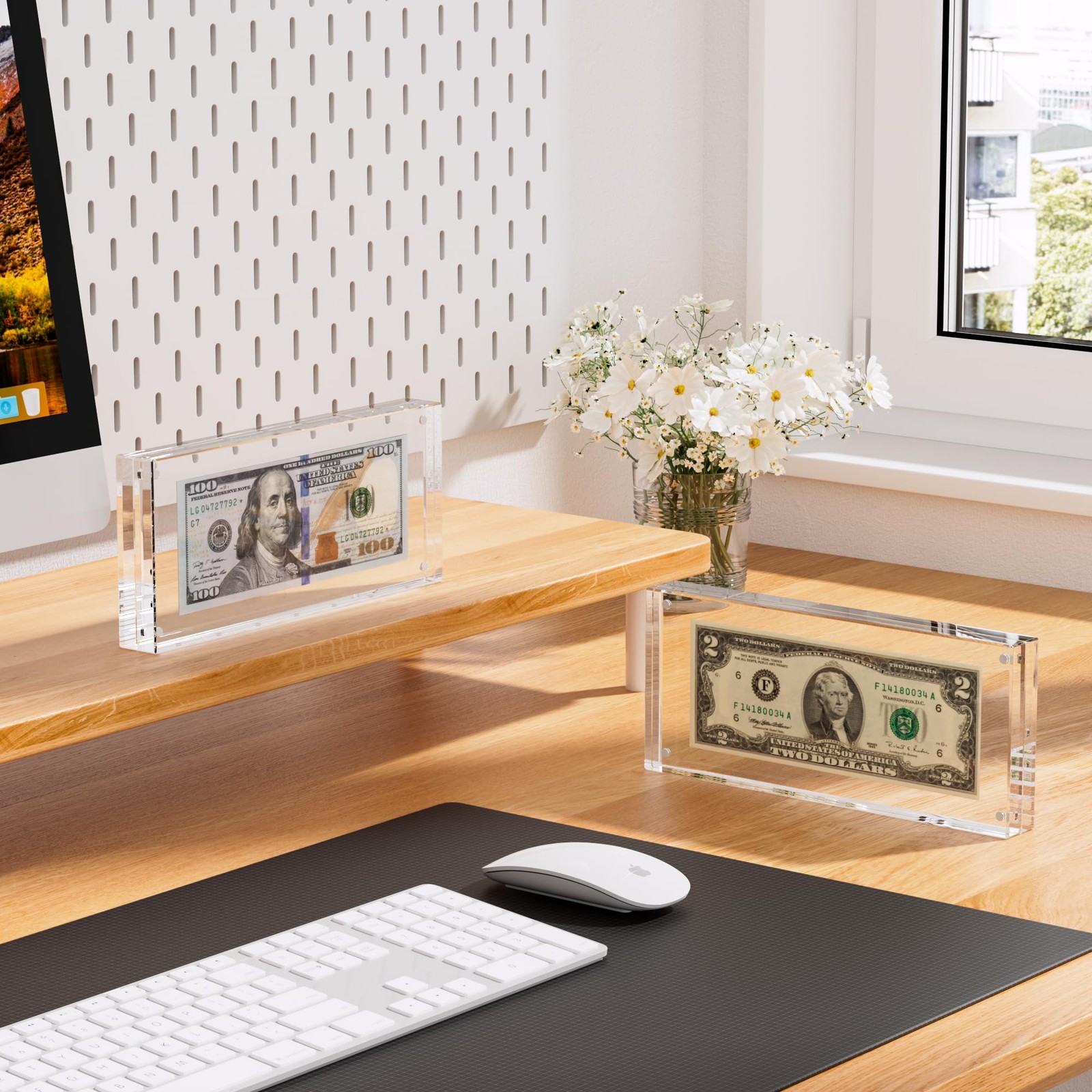 Dollar Bill Frame Display – 7.8" x 3.9" Acrylic 1 Pack, Clear