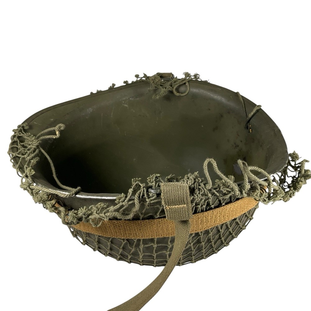 ORIGINAL WWII US ARMY M1 HELMET SHELL, Netted Wrap & strap§
