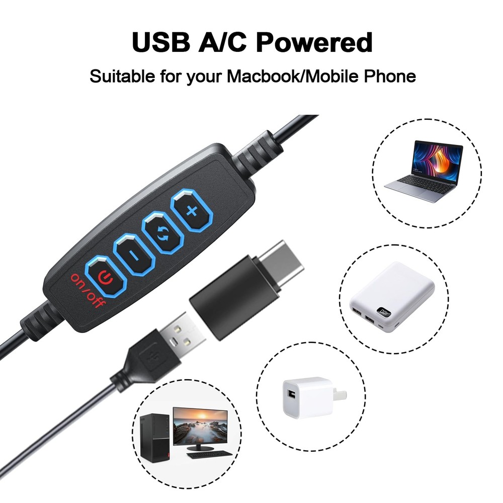 Clip-on Ring Light for Laptop Computer, Universal Phone/Tablet/Webcam Mount -...