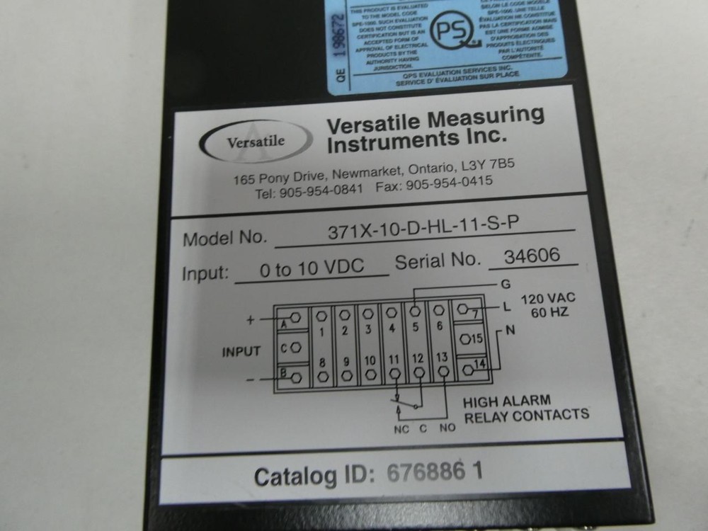 Versatile Measuring Instruments 371X-10-D-HL-11-S-P Panel Meter 0-150 %fp