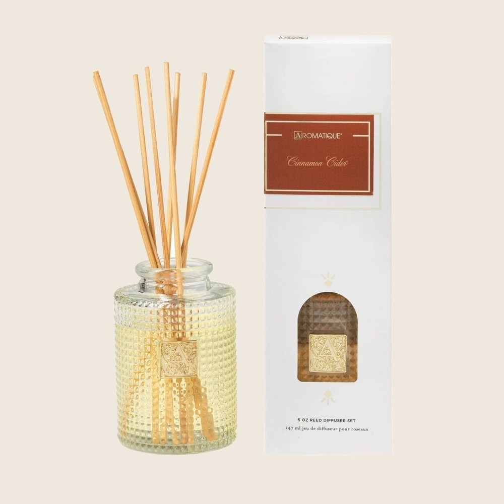 Aromatique Cinnamon Cider Reed Diffuser Set Contains White Ceramic Bottle,...