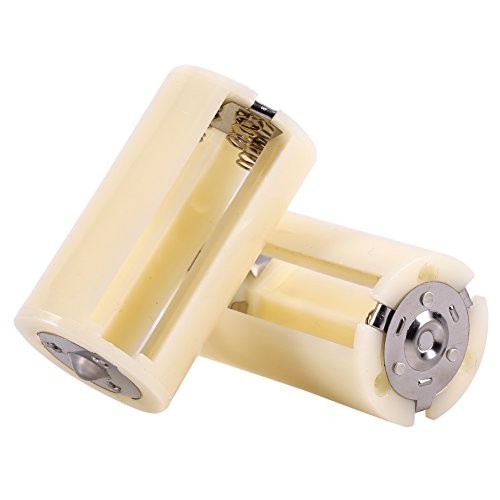 Universal AA to D Battery Adapter Converter Case 4-Pack - White, Easy Switch