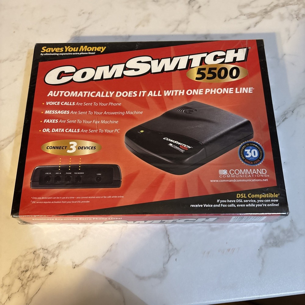 SEALED Command Communications ComSwitch 5500 Phone Fax Modem 3-Port Call Switch