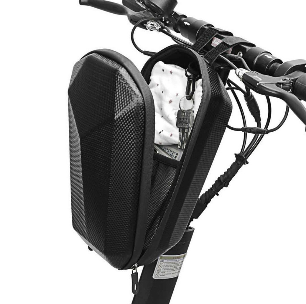 Black E Scooter Handlebar Bag - Secure - Waterproof - Hard Shell