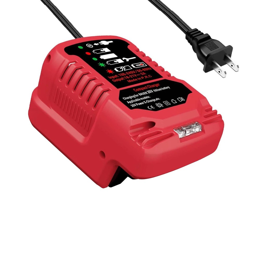 Mini Charging Station for Bauer 20V 2A Lithium Batteries with LED Indicator