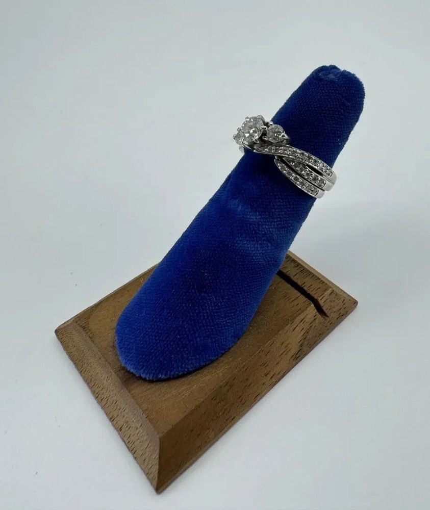 Diamond engagement ring set. white gold size 4.75