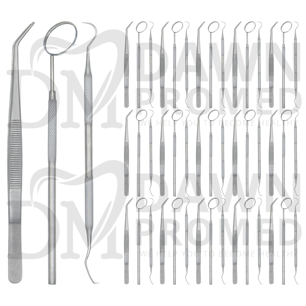 45 Basic Dental Instruments Set Tweezer Explorer Mirror plier German Grade