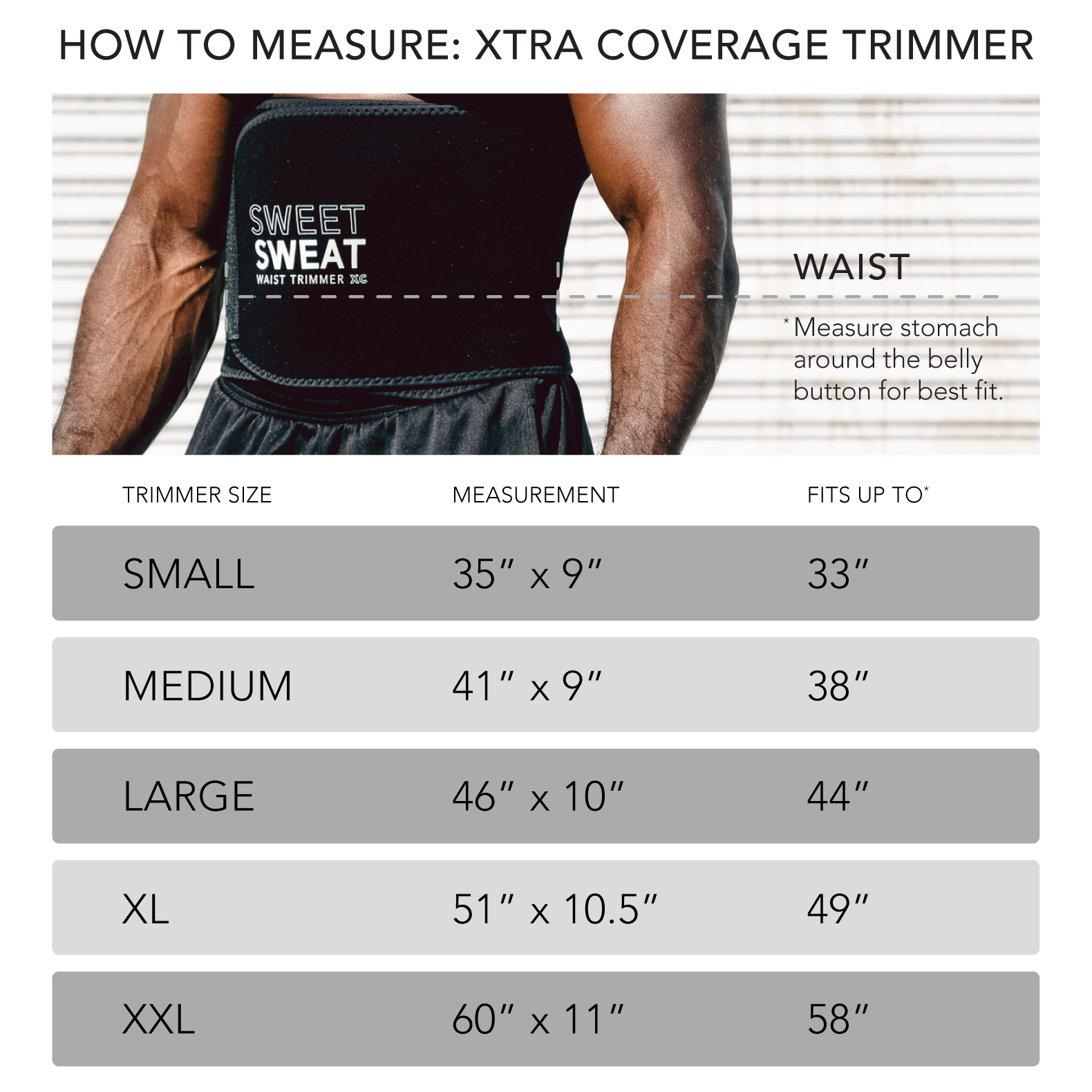 Sweet Sweat Premium Waist Trimmer eXtra Coverage - Black White XXL (60 x 11in)
