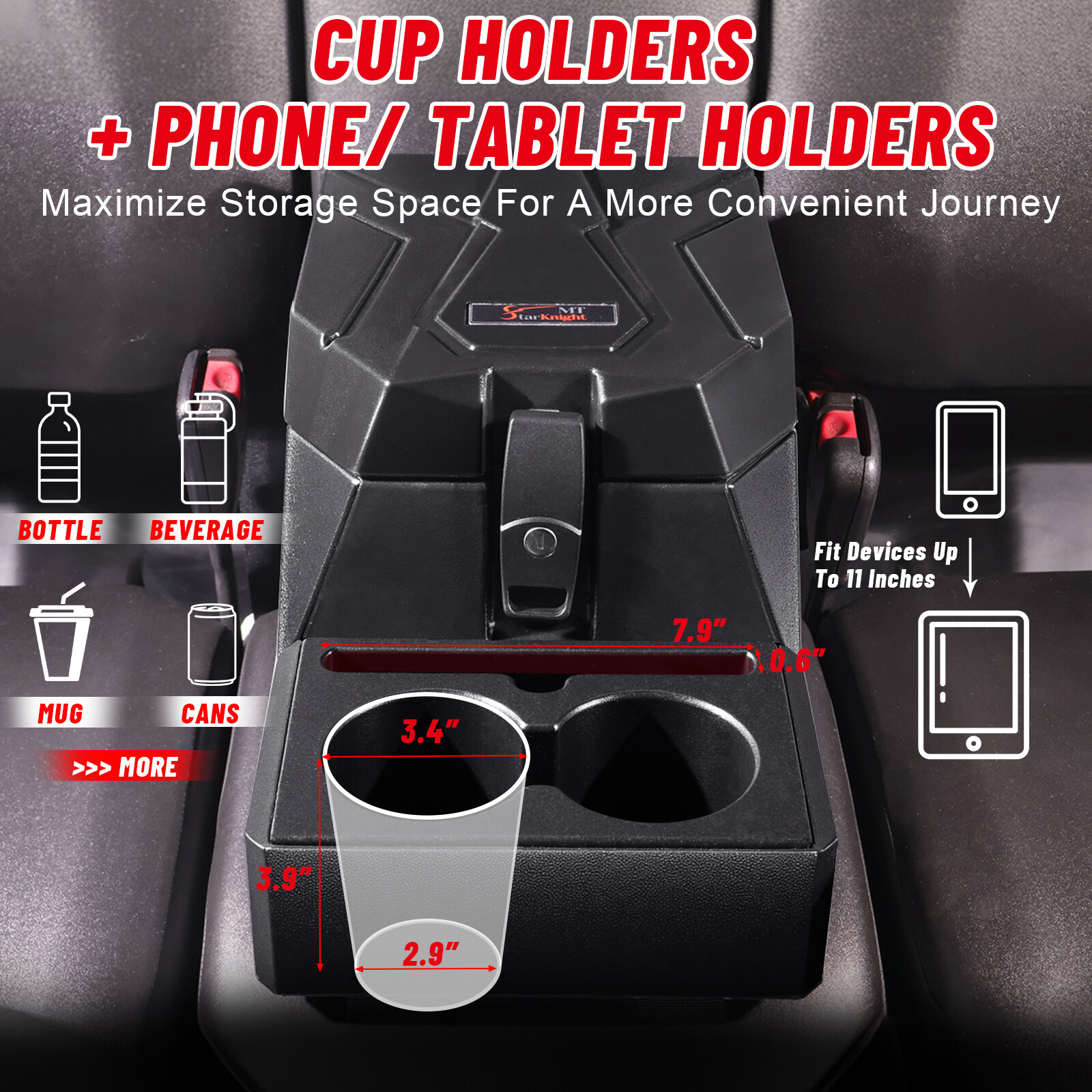 UTV Center Console Armrest Box For 2017-2025 polaris ranger xp 1000/ ranger 1000