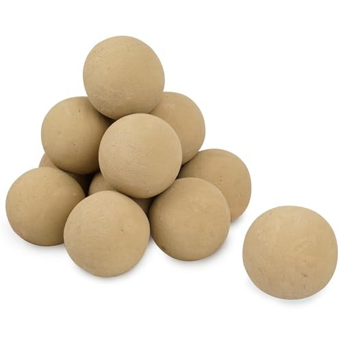 4-inch Ceramic Fireplace Balls, 12PCS Round Beige Fire Pit/Firepalce Insert