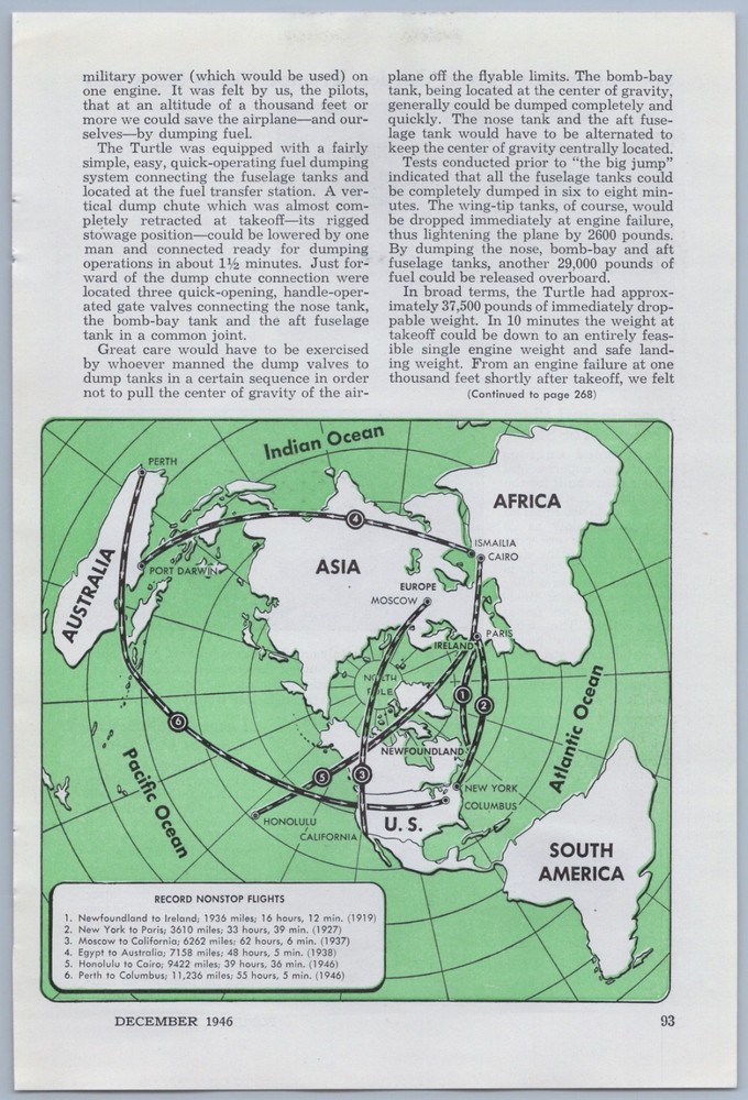 1946 Article - Lockheed P2V Neptune Navy Airplane Record Non Stop Flight
