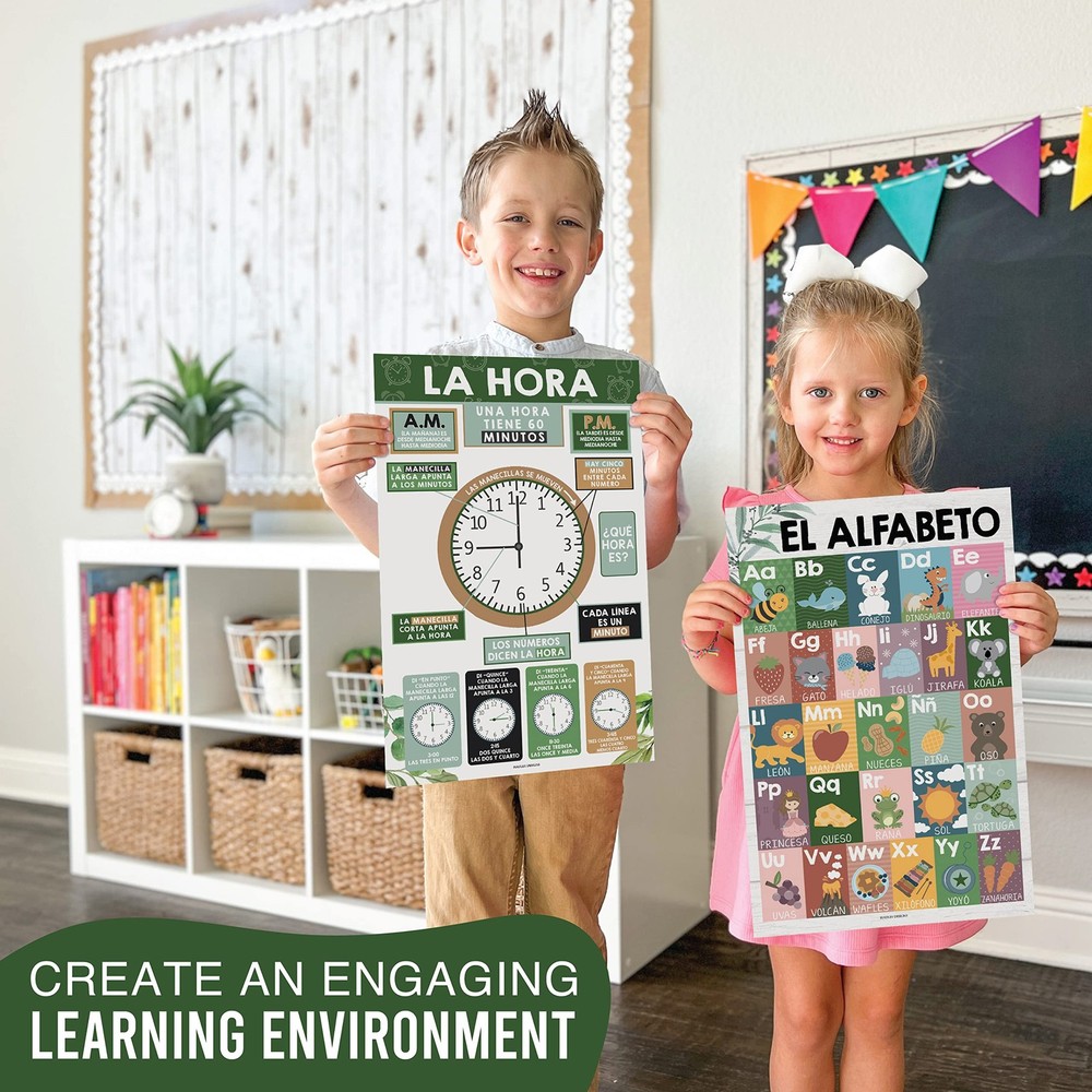 Hadley Designs 12 Spanish Classroom Posters - Laminated 11x17" Educational Chart