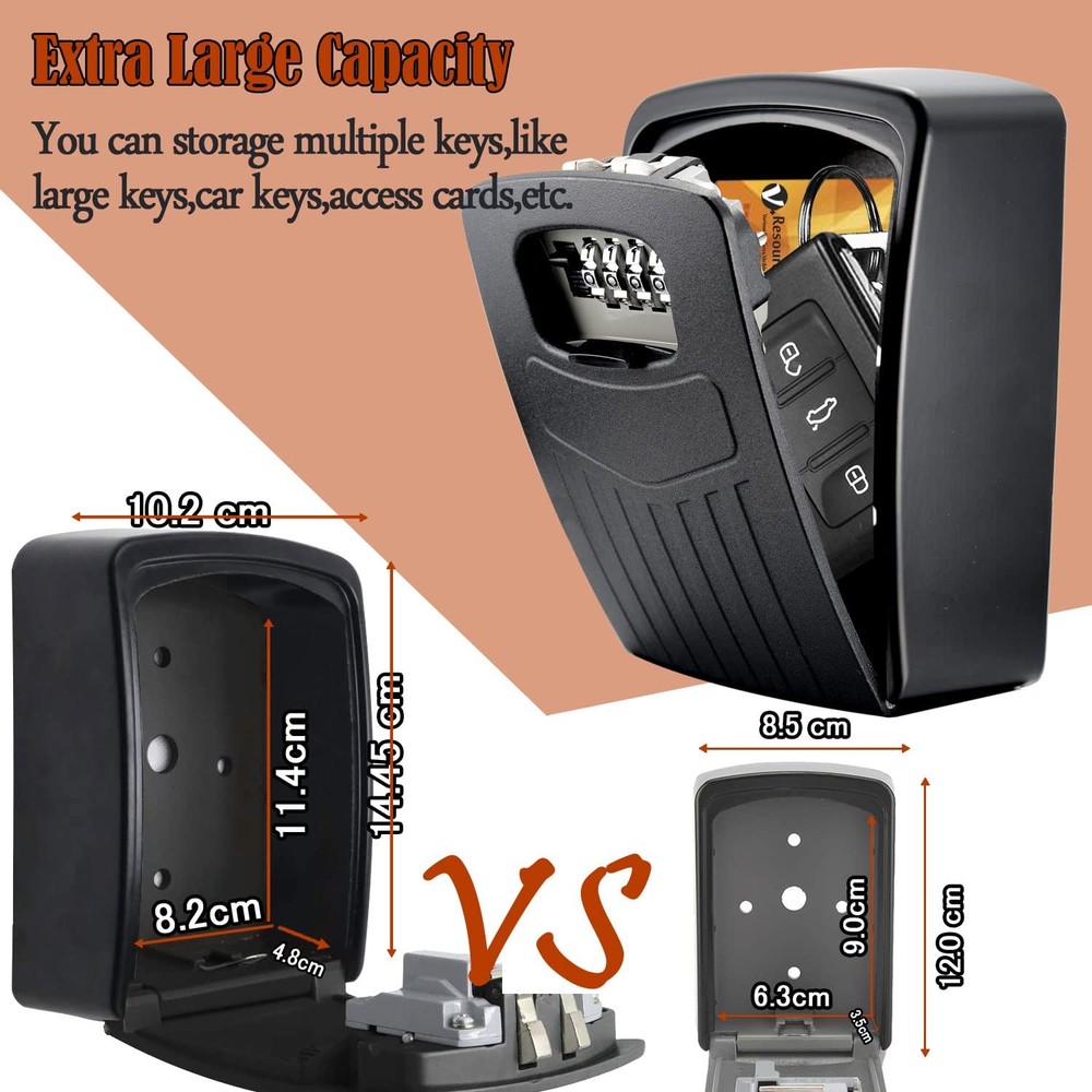 Extra Large Key Storage Security Lock,V-Resourcing Sturdy Wall Mounted Outdoo...