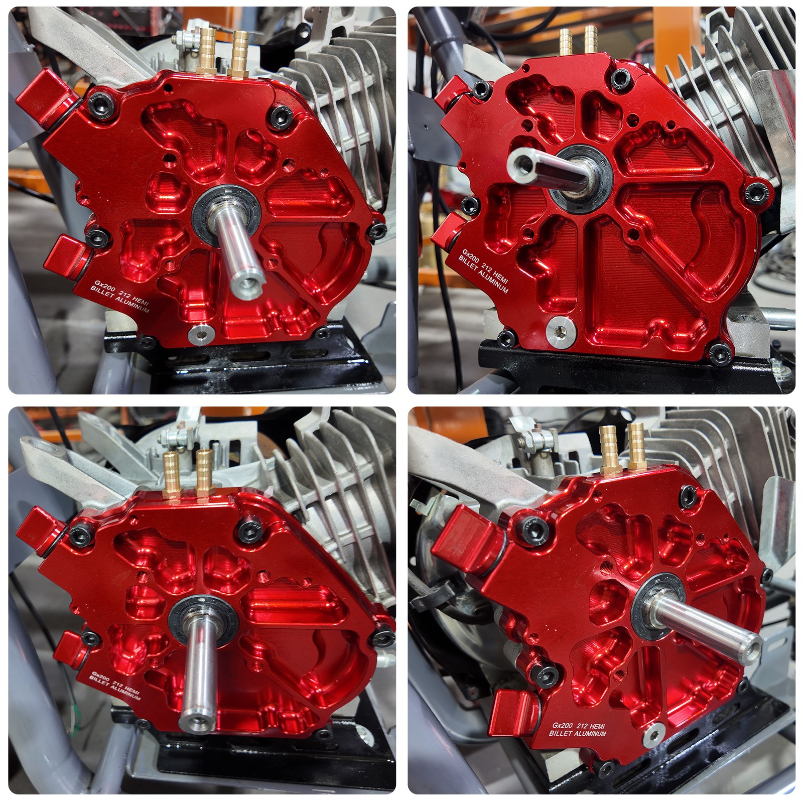 Dual Bearing Billet Side cover For GX200 196 Predator Hemi,Ghost,212 and 224 Red