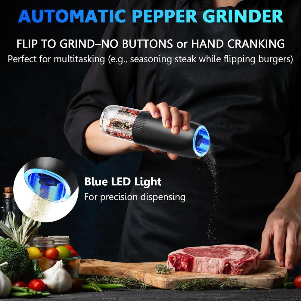 Gravity Electric Salt and Pepper Grinder, Battery Salt