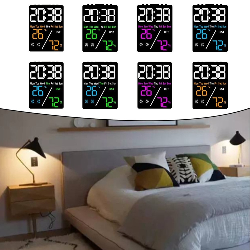 Multi-Function Electronic Clock Battery Operated Three Levels Of Brightness