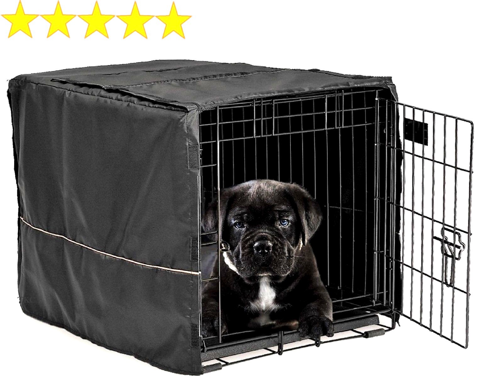 Dog Crate Pet Cage Kennel COVER Black Quiet Time Breathable 24" Small