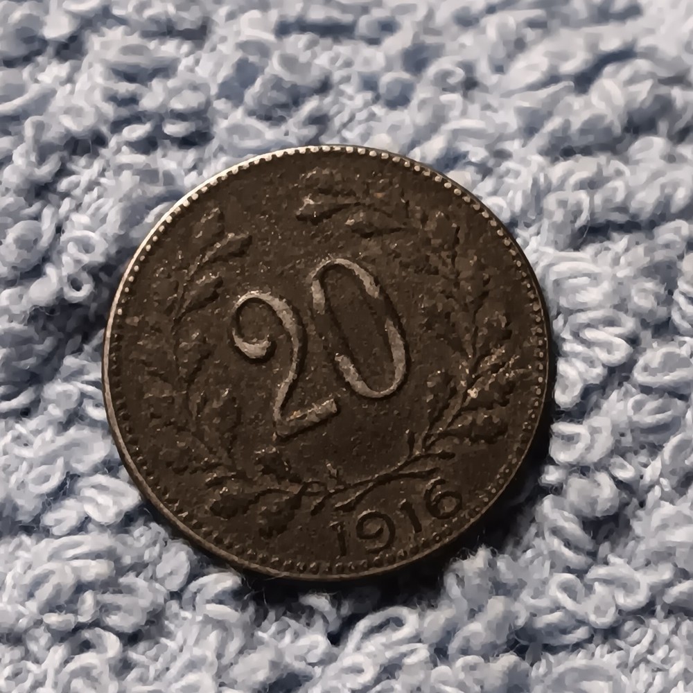Austrian 1916 20 Heller Coin , KM#2826