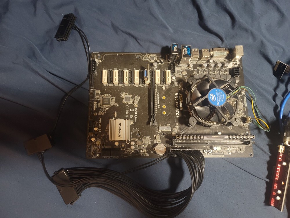 Barebones Mining Setup with Frame, Risers, (2) 1000W PS, Motherboard, Processor