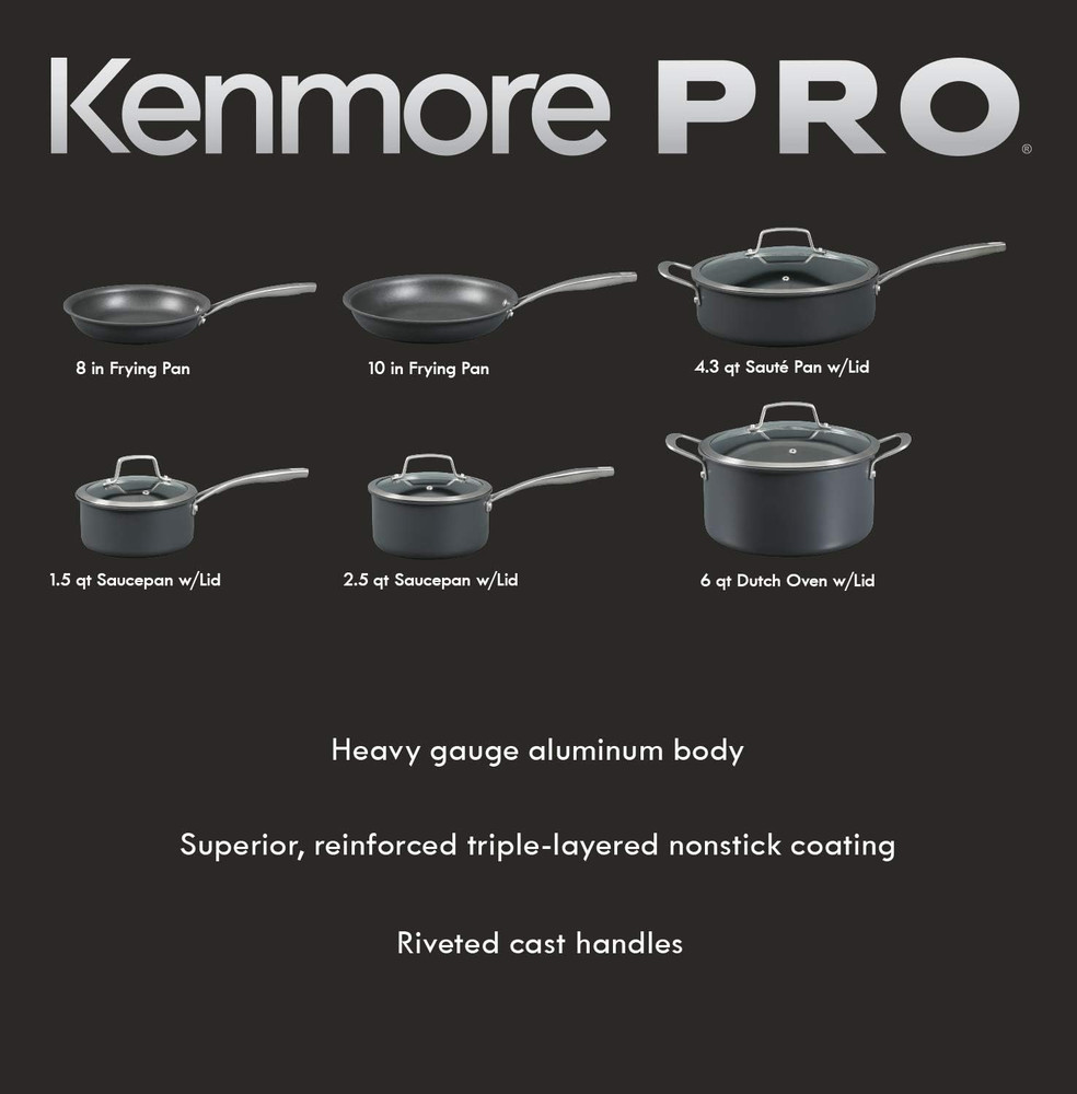 Pro Arbor Heights 10-Piece Nonstick Hard Anodized Cookware Set, Black