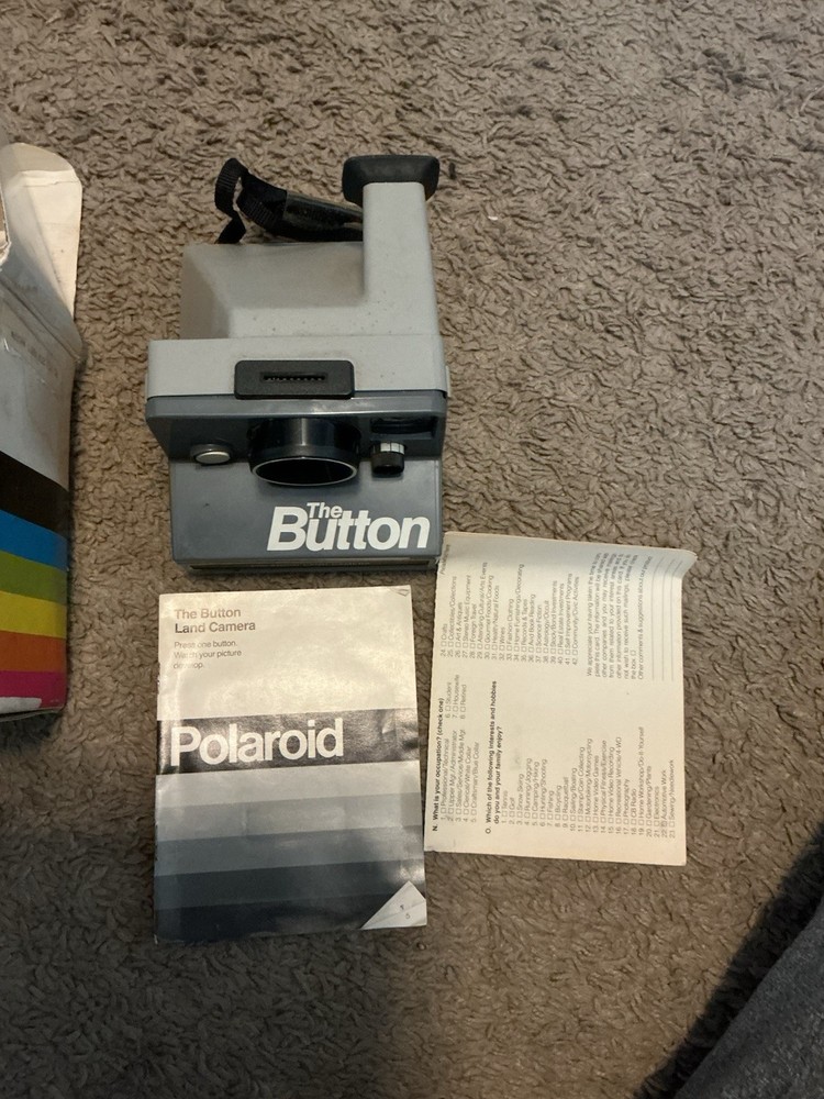 Polaroid The Button Land Camera With Original Box And Paperwork