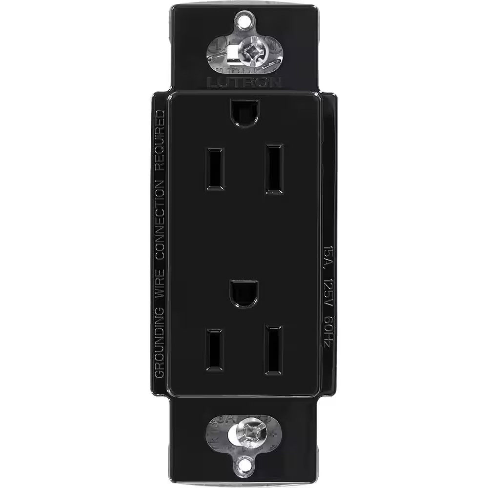 Claro 15 Amp Duplex Outlet, Black (CAR-15-BL)