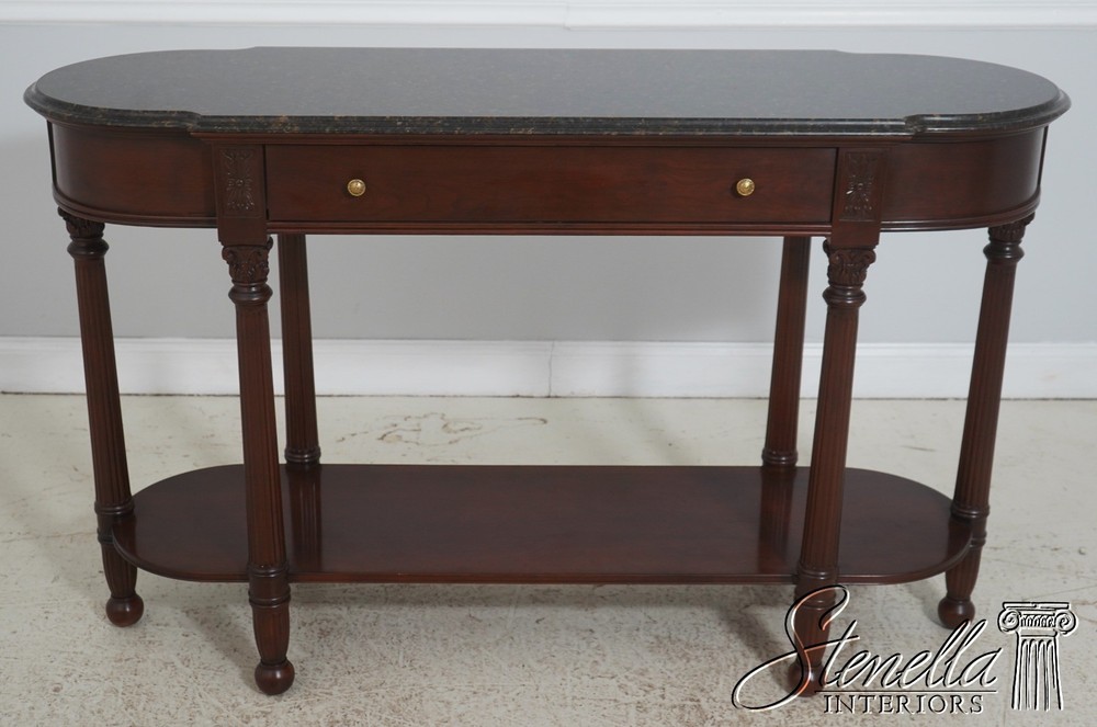 71992: HARDEN Marble Top Cherry 1 Drawer Console Serving Table
