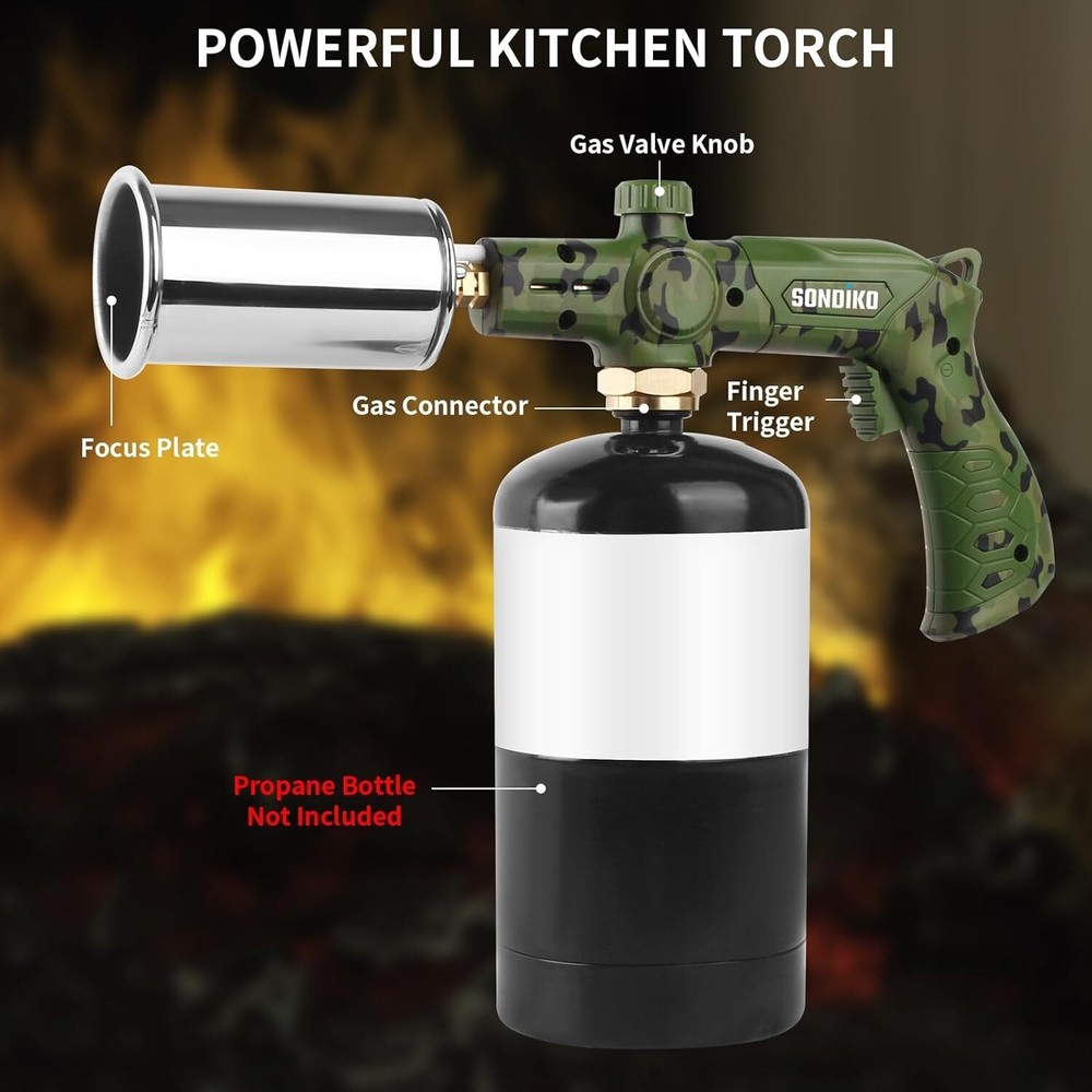Compact Camouflage Cooking Torch Adjustable Flame Thrower Torch Head Lighter