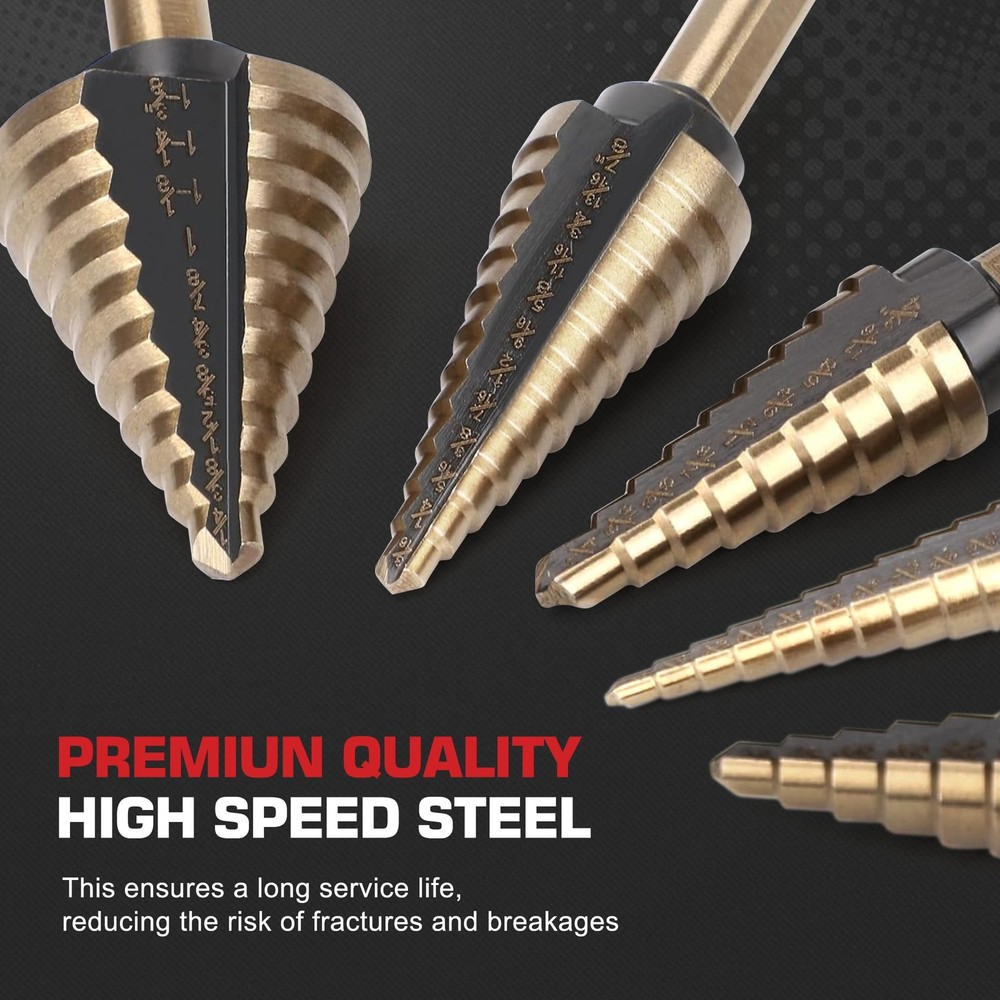 AIMLENTOOL 11PCS Step Drill Bit Set Titanium HSS Countersink Bits Kit